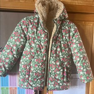 Floral Kids Jacket with Sherpa Lining